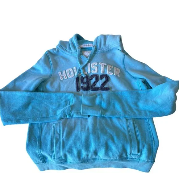 Vintage Y2K Hollister 1922 Blue Graphic Hoodie SZ L - Picture 5 of 7